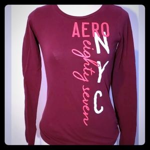 Aeropostale Womens Long Sleeve Graphic T-Shirt gre